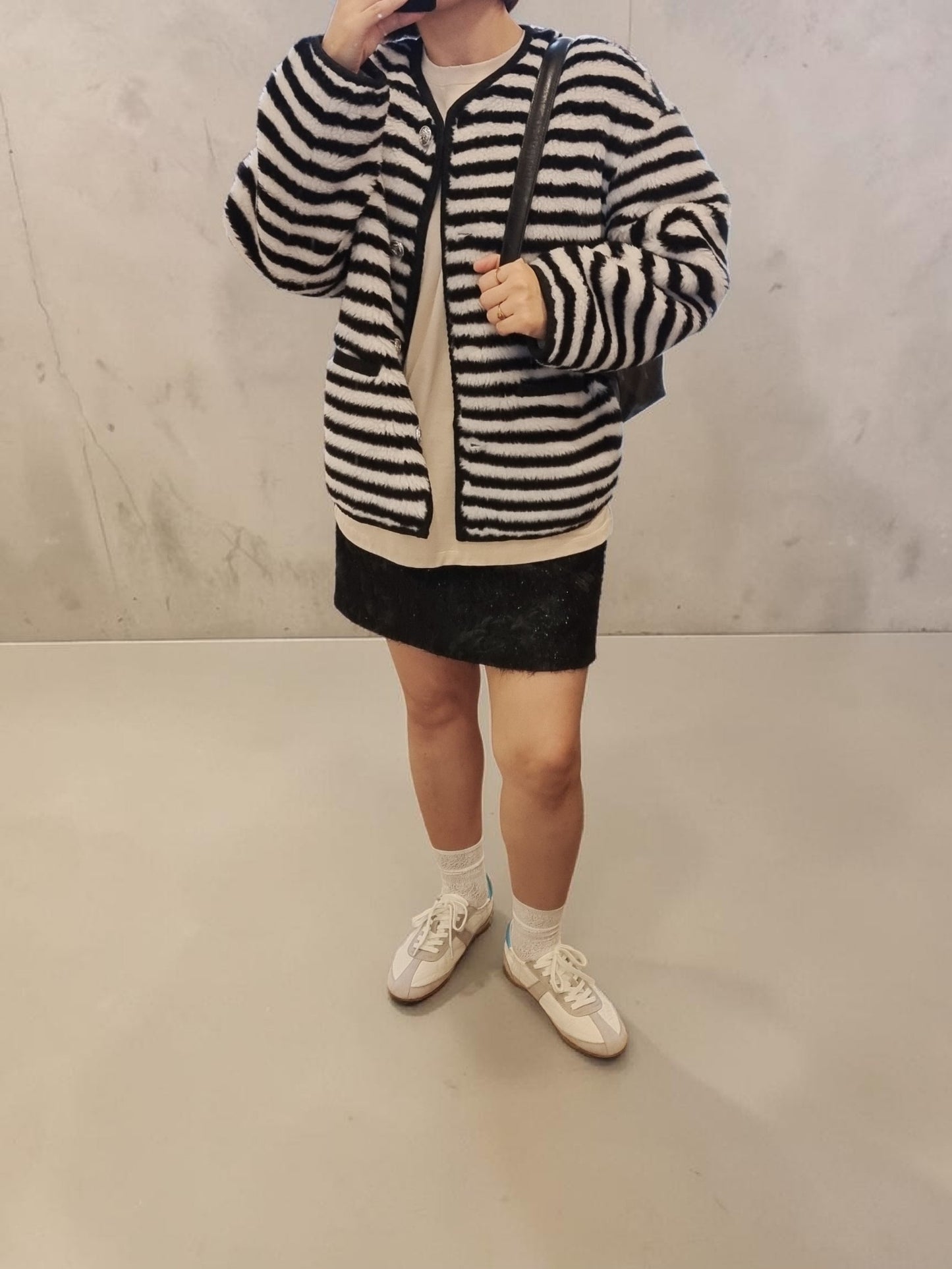 Lightweight 100% wool striped jacket oversized fit