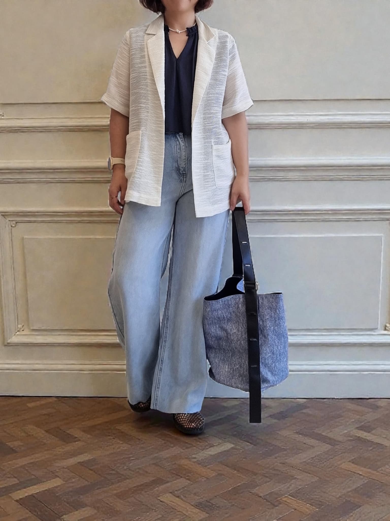Isadora Jacket layered over tank – relaxed fit