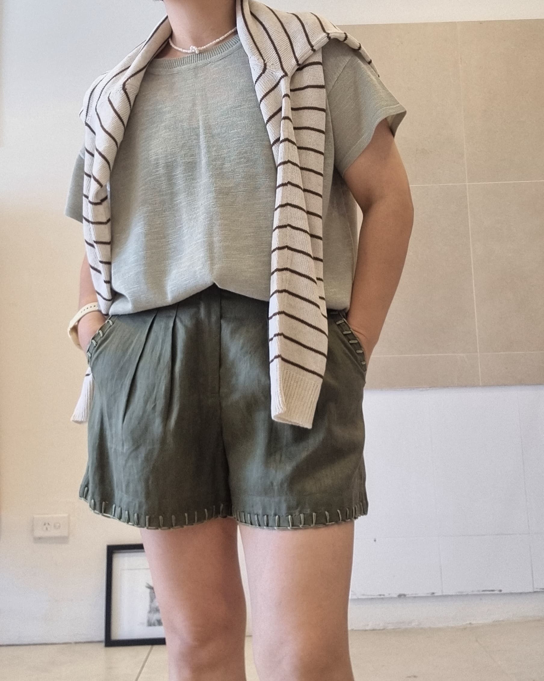 Soft green viscose knit top for women, viscose blend fabric, relaxed fit layered styling