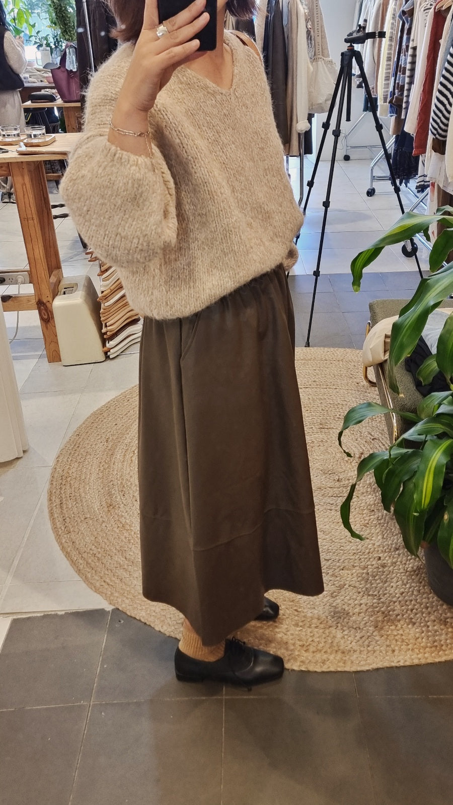 A-Line Faux Leather Skirt