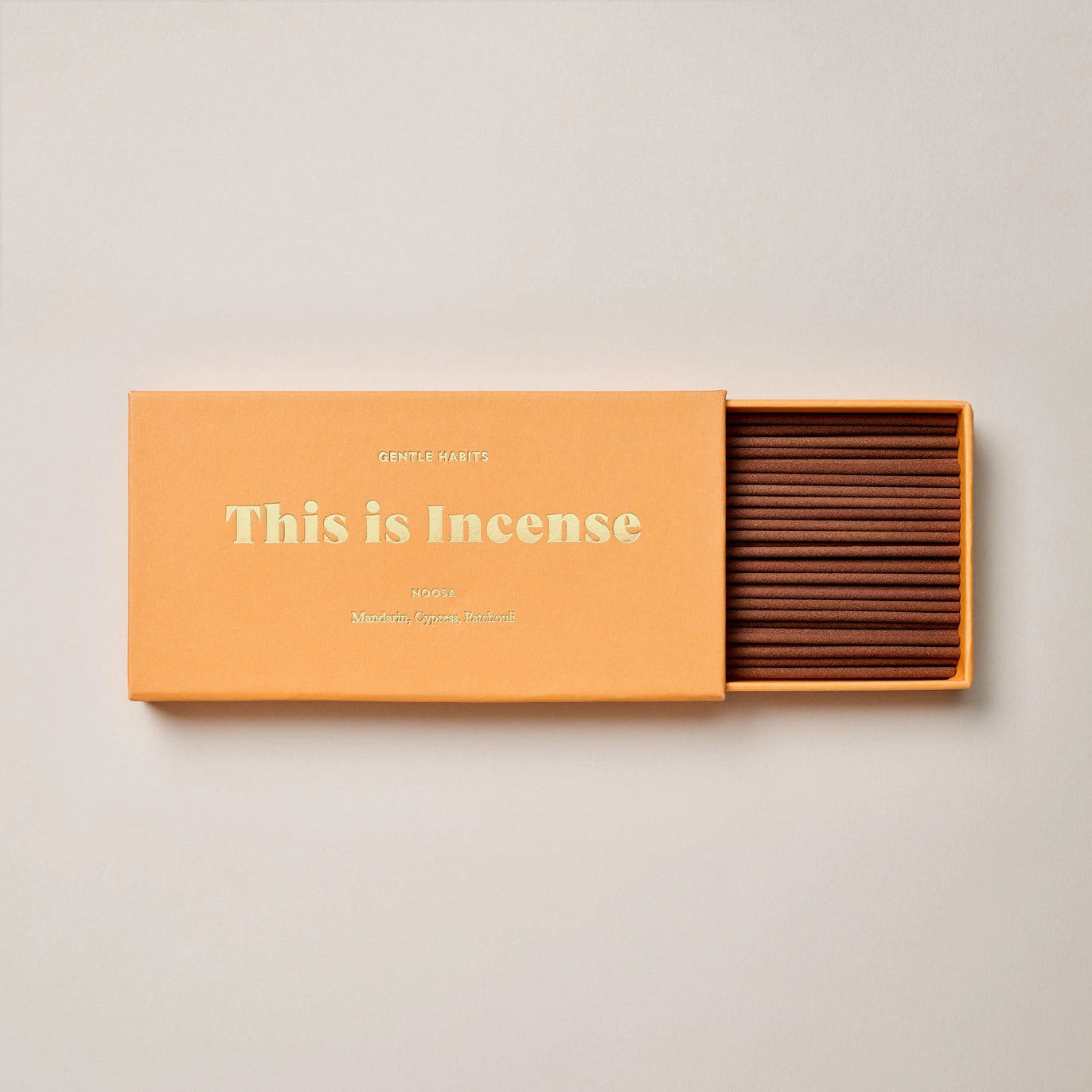 Open Noosa incense box on wooden tray – Nova Lux