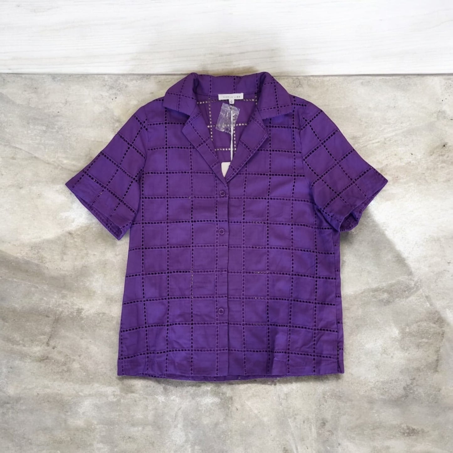 Flat lay of purple HAYLIE SHIRT