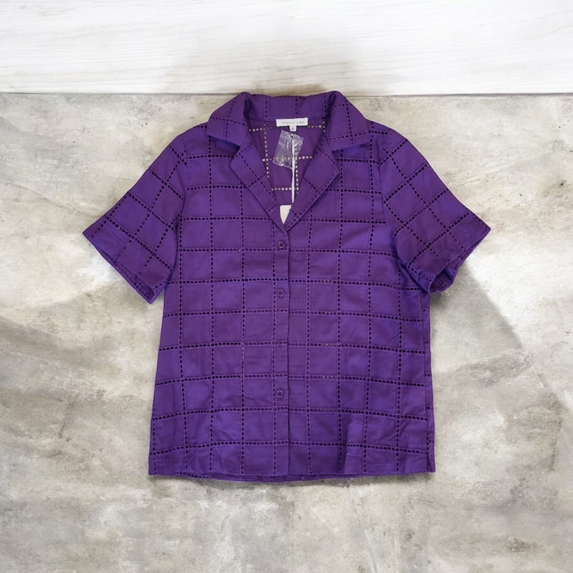 Flat lay of purple HAYLIE SHIRT