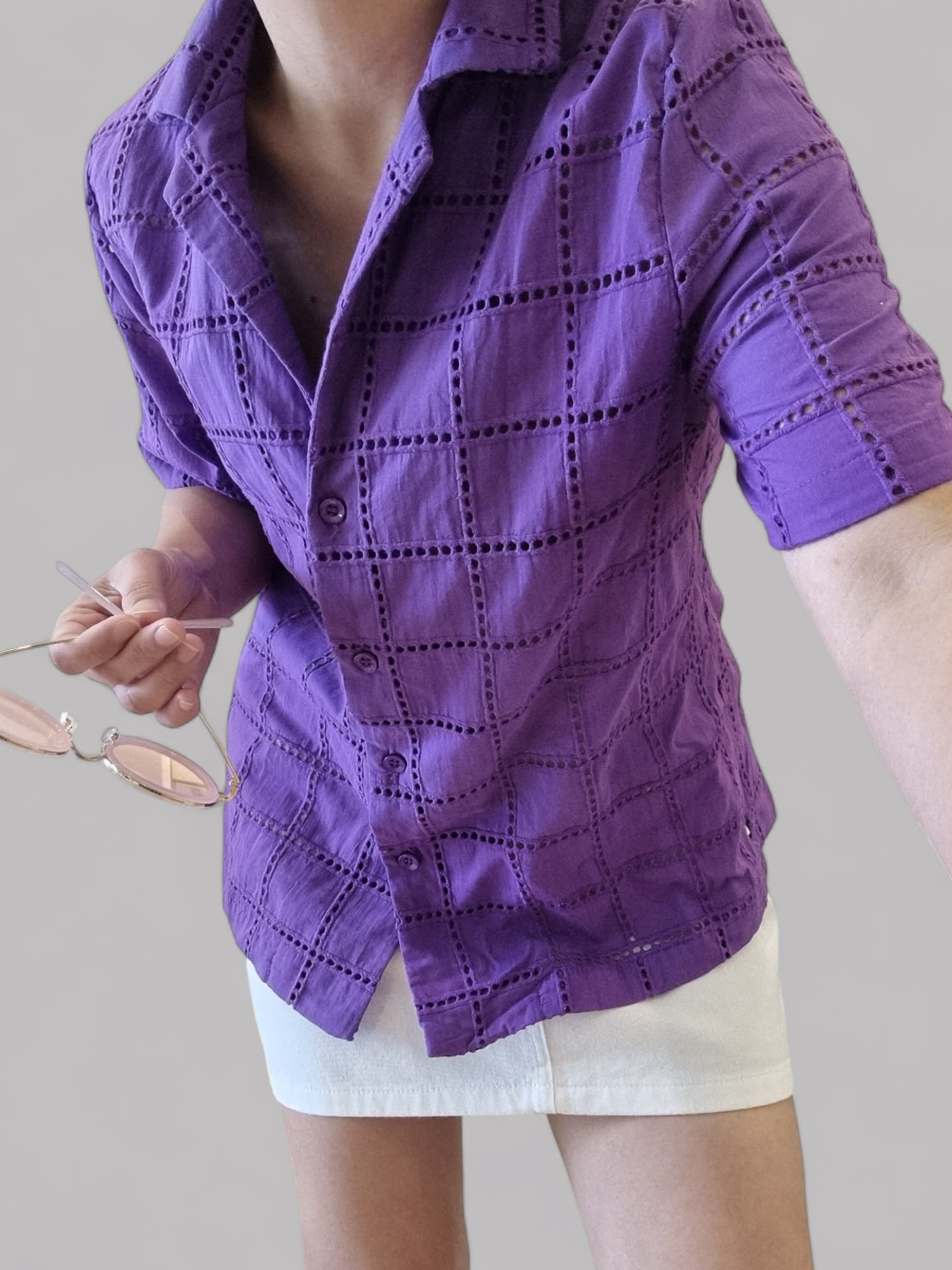 Purple HAYLIE SHIRT close-up showing texture