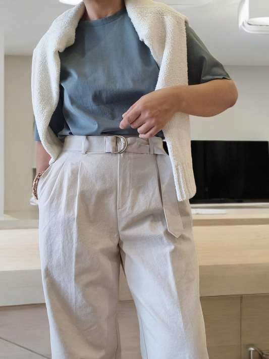 Belt pants light grey