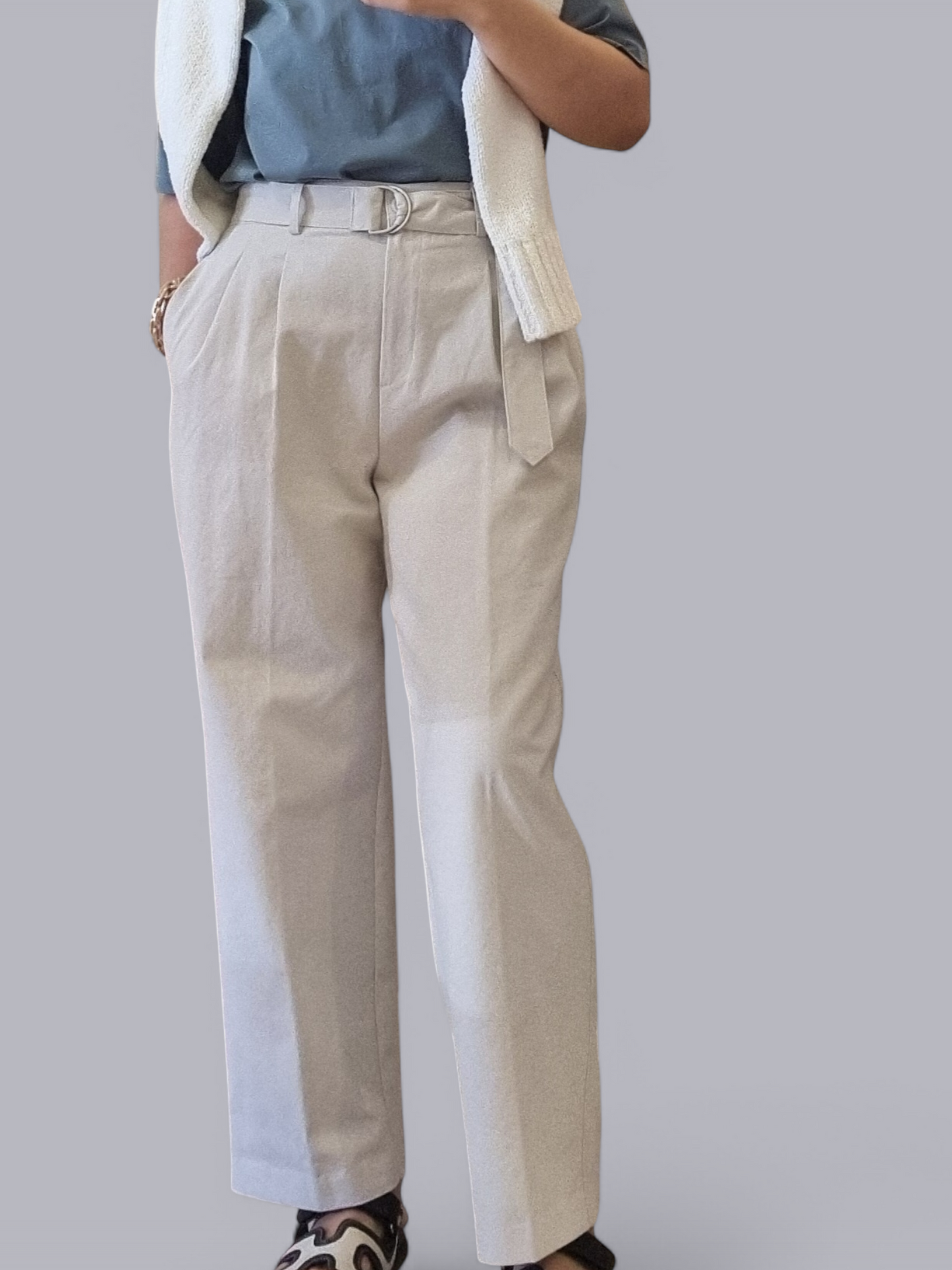 Belt pants light grey