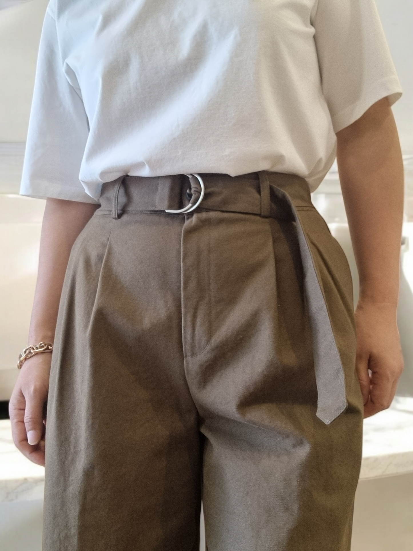 Belt pants kahki