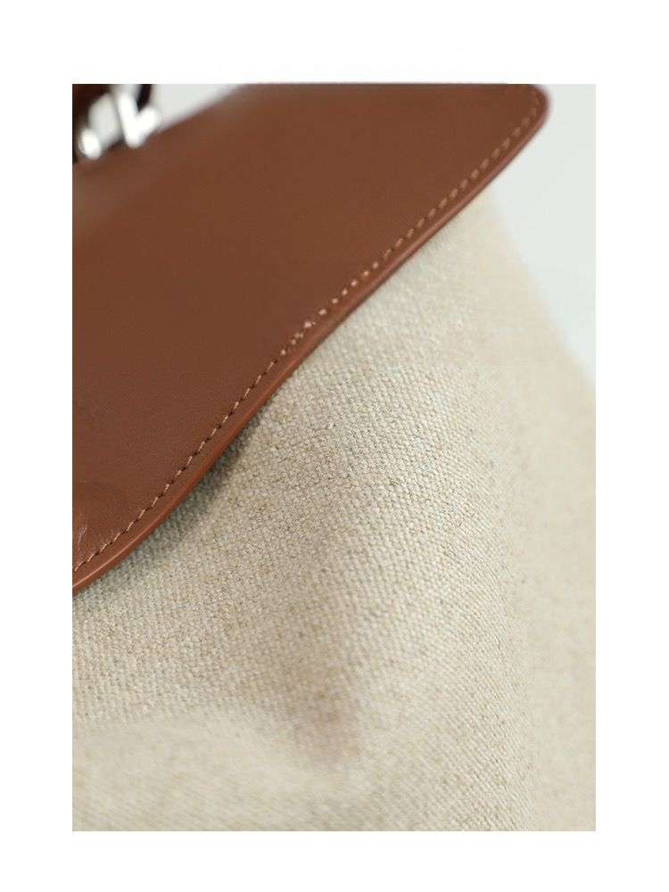 Canvas and leather bag detail shot – front texture