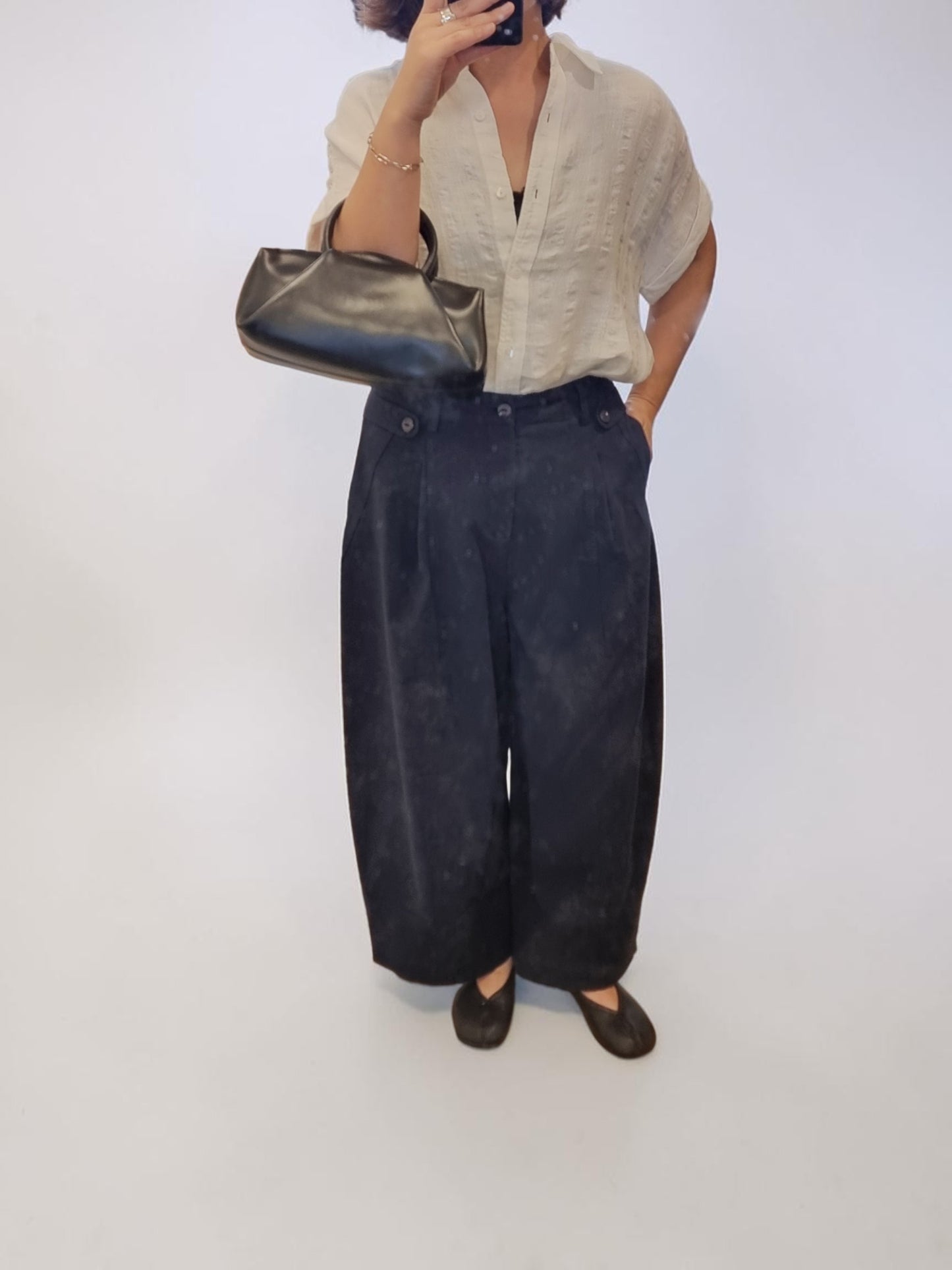Cotton Barrel Leg Pants