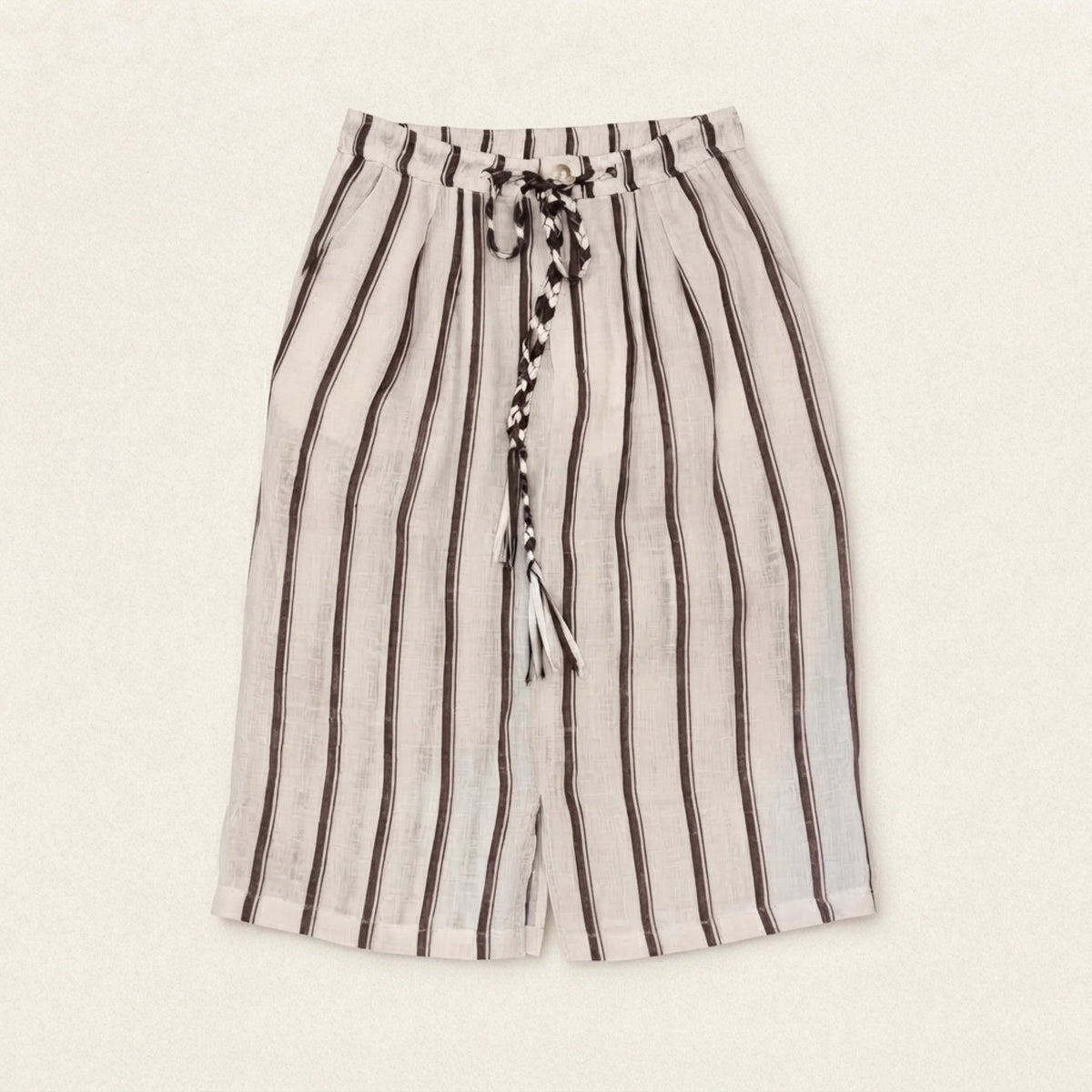 100% Linen Stripe H-Line Skirt