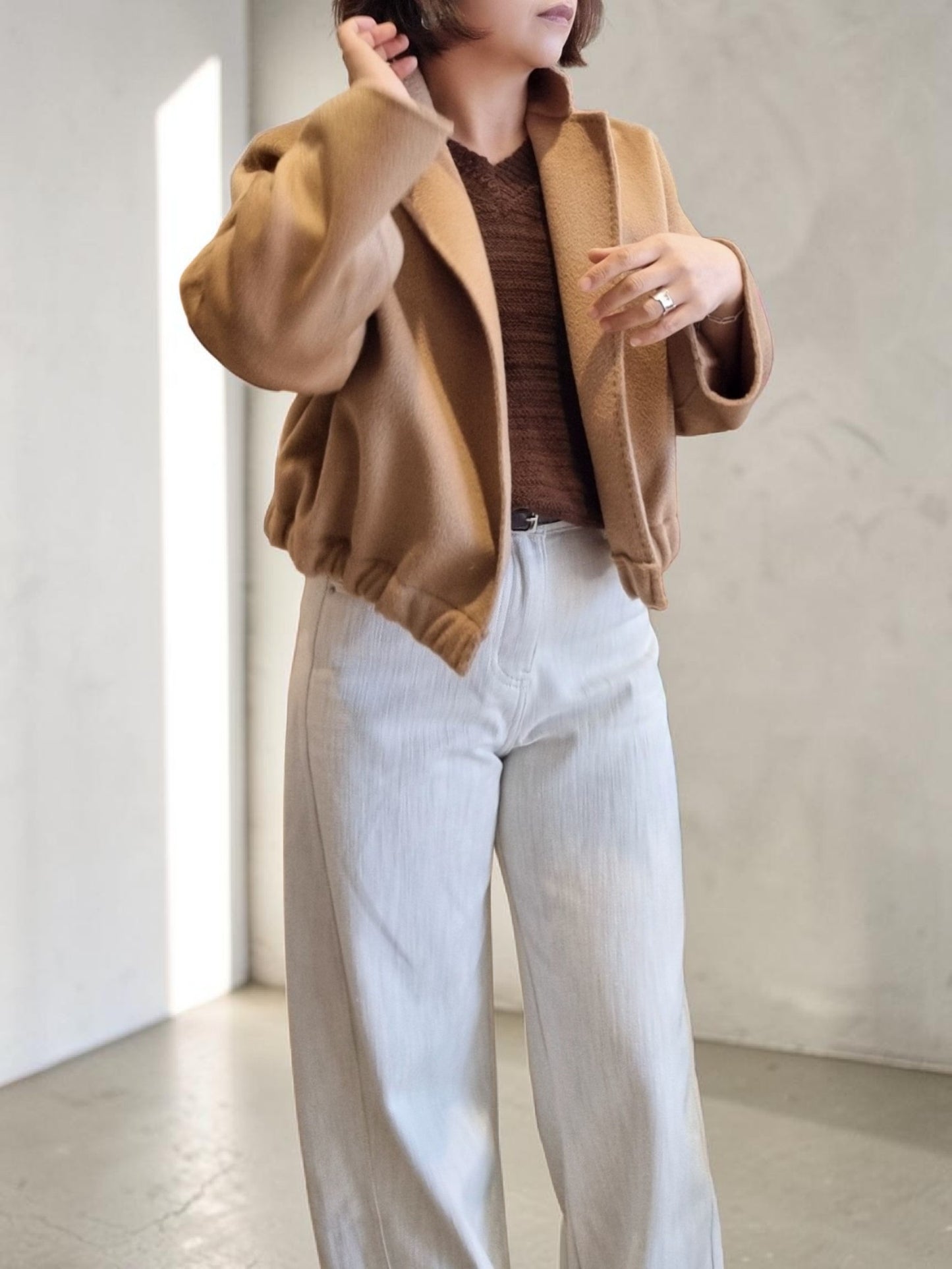 Women’s lightweight wool short jacket front view