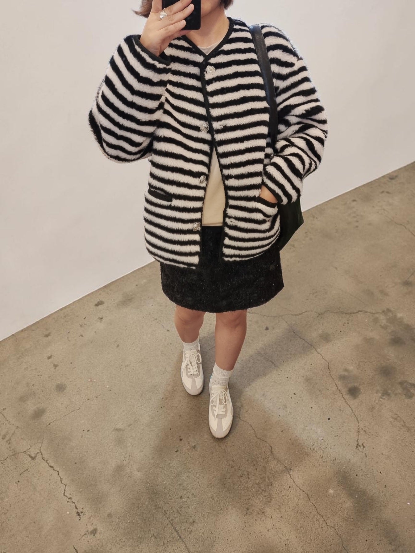 Casual striped wool cardigan jacket lightweight and warm