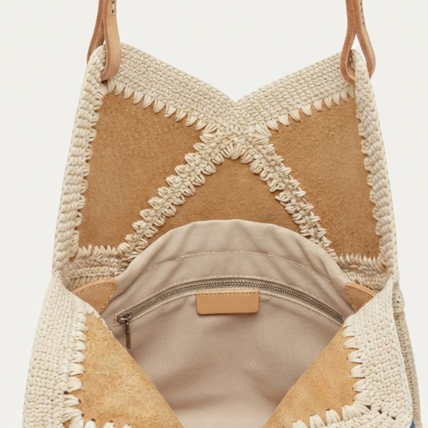 Denim & Crochet Tote Bag