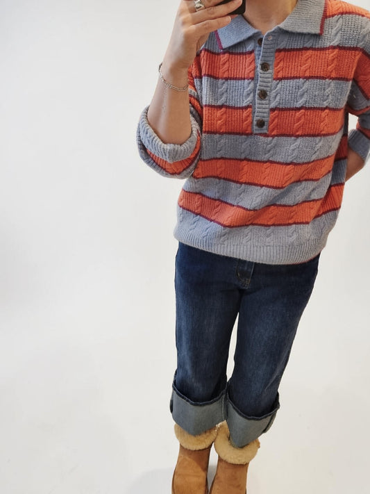 Women’s striped wool blend knit sweater