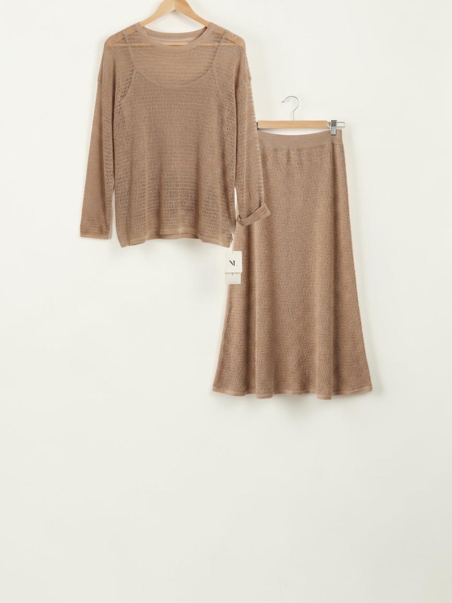3-Piece Sheer Knit Skirt Set