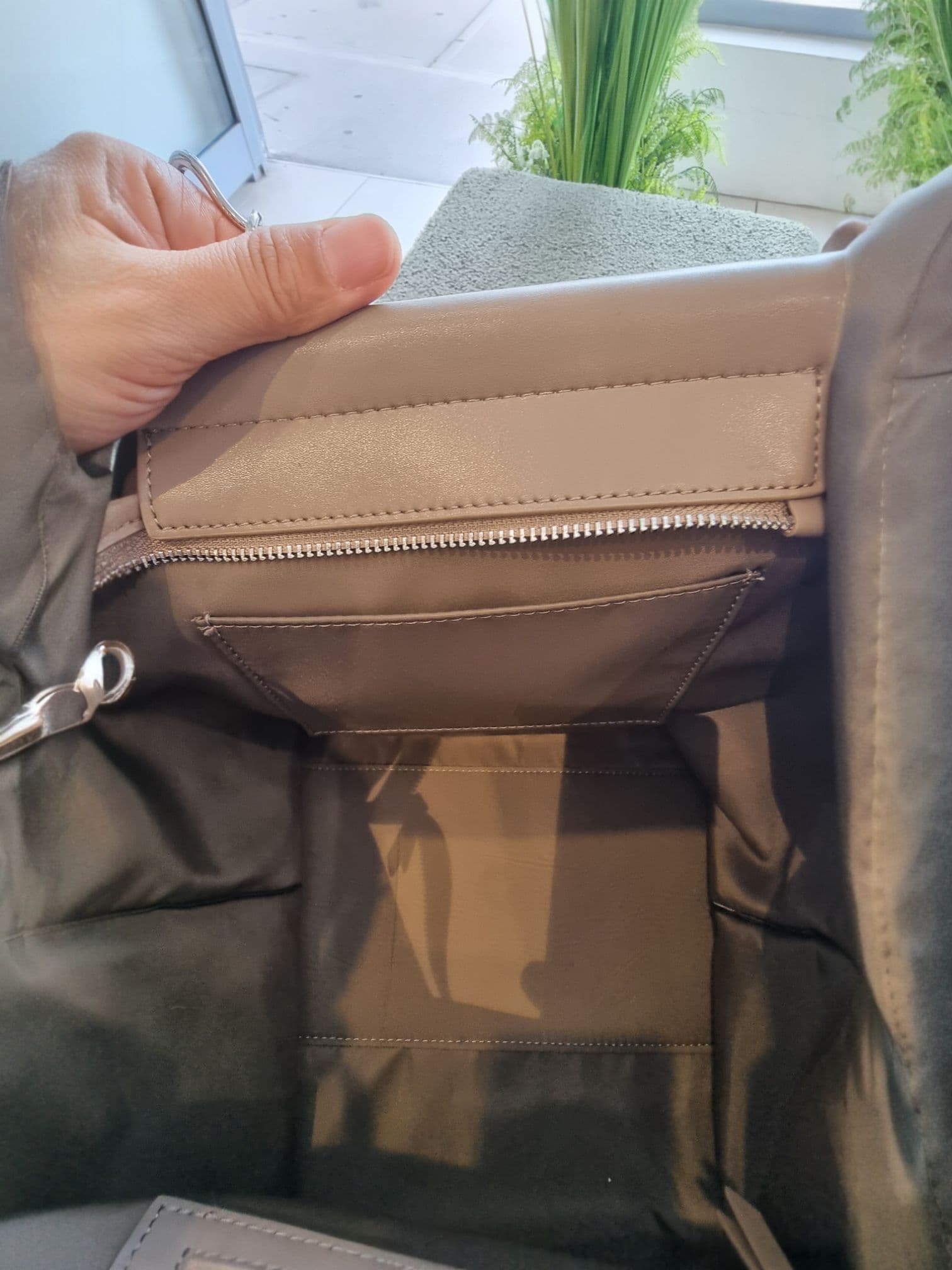 Top view of EB brown bag highlighting opening and shape.