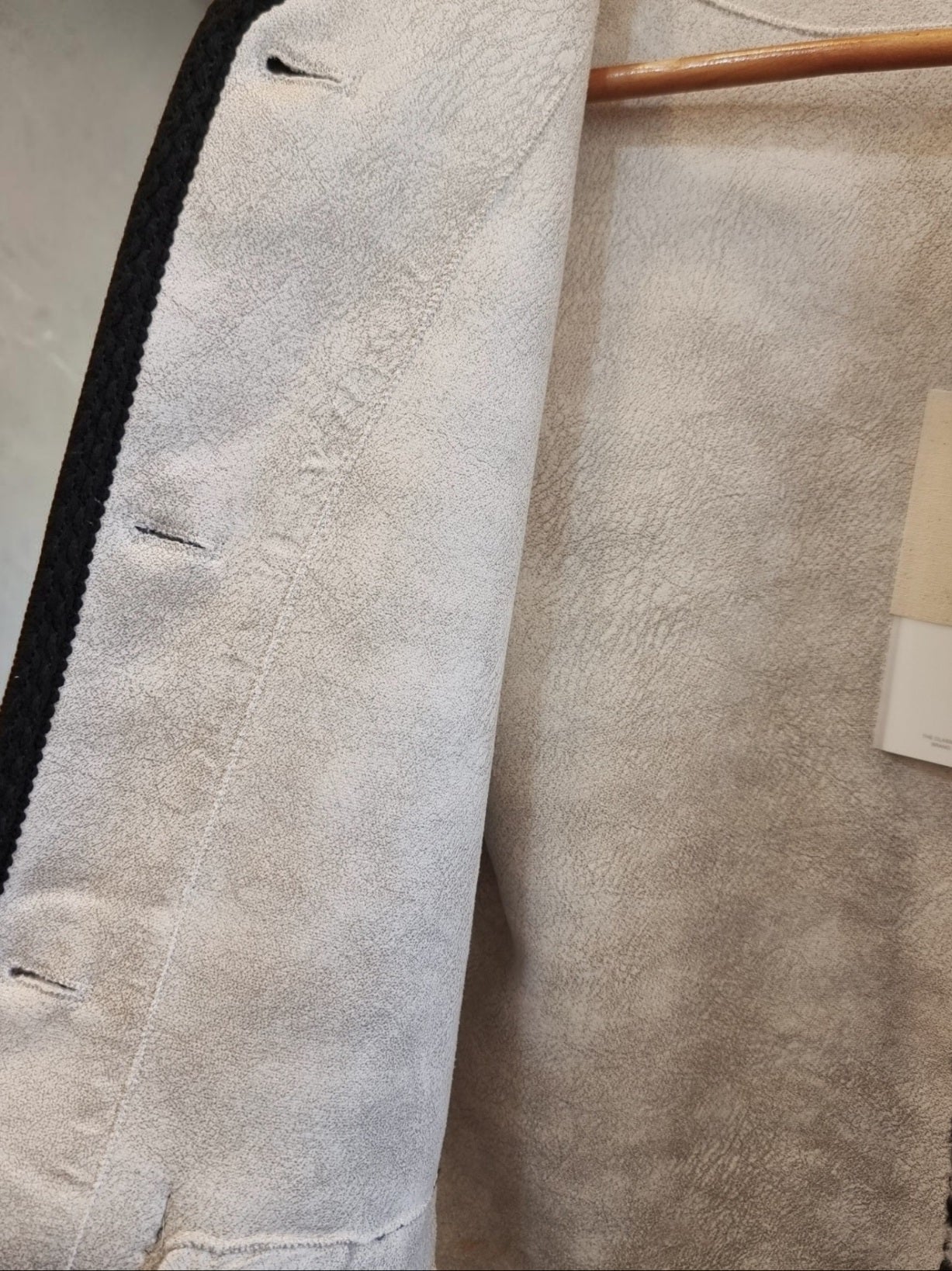 Soft warm wool striped jacket detail close-up