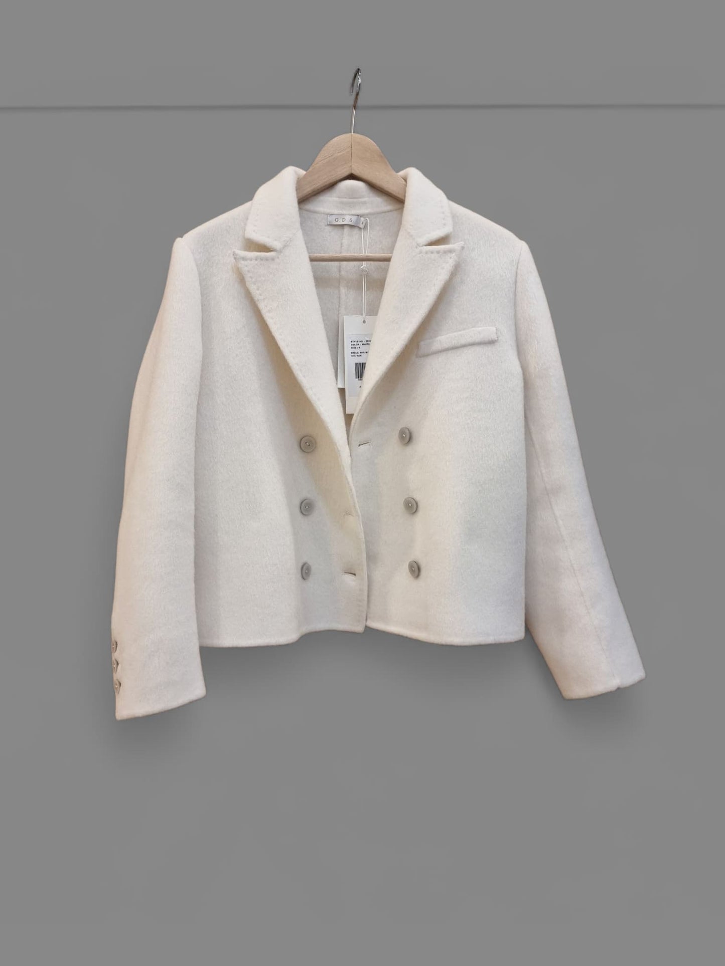 “Front view of Calista Merino Wool Coat in cream – premium merino and yak blend”