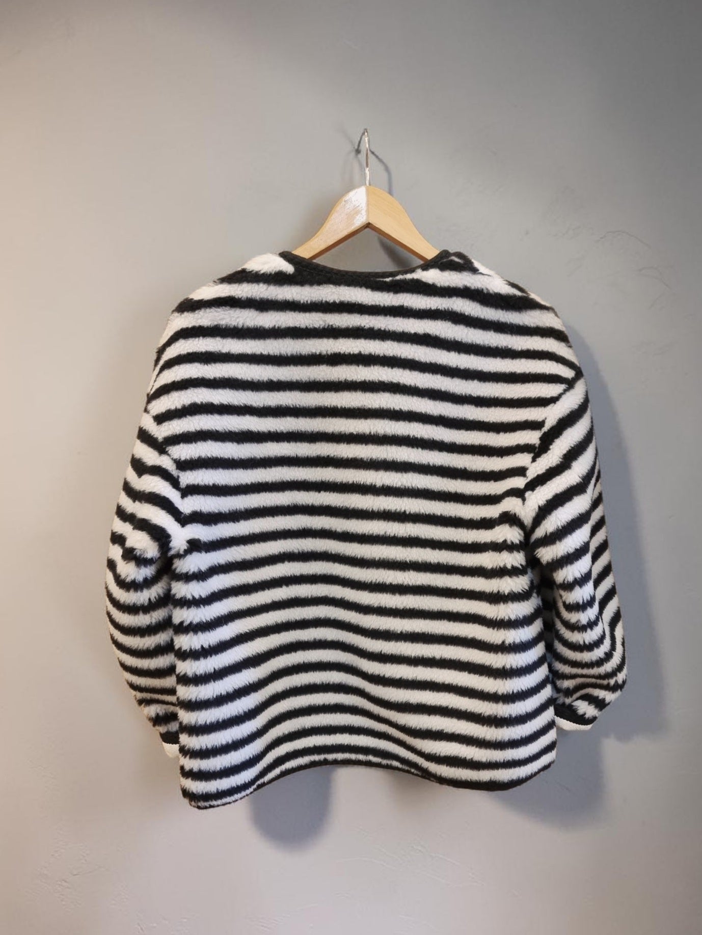 Relaxed fit striped wool outerwear back view