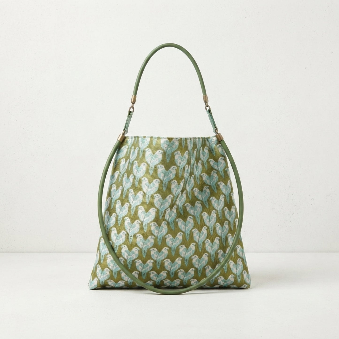 Bird Print Fabric Shoulder Bag
