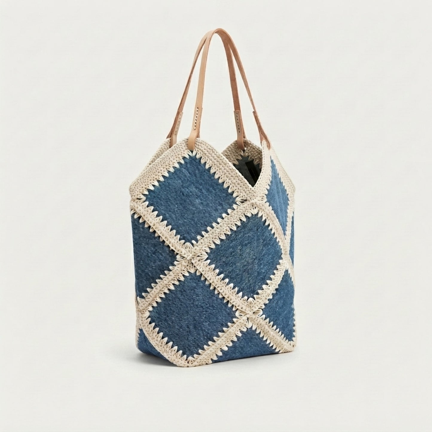 Denim & Crochet Tote Bag