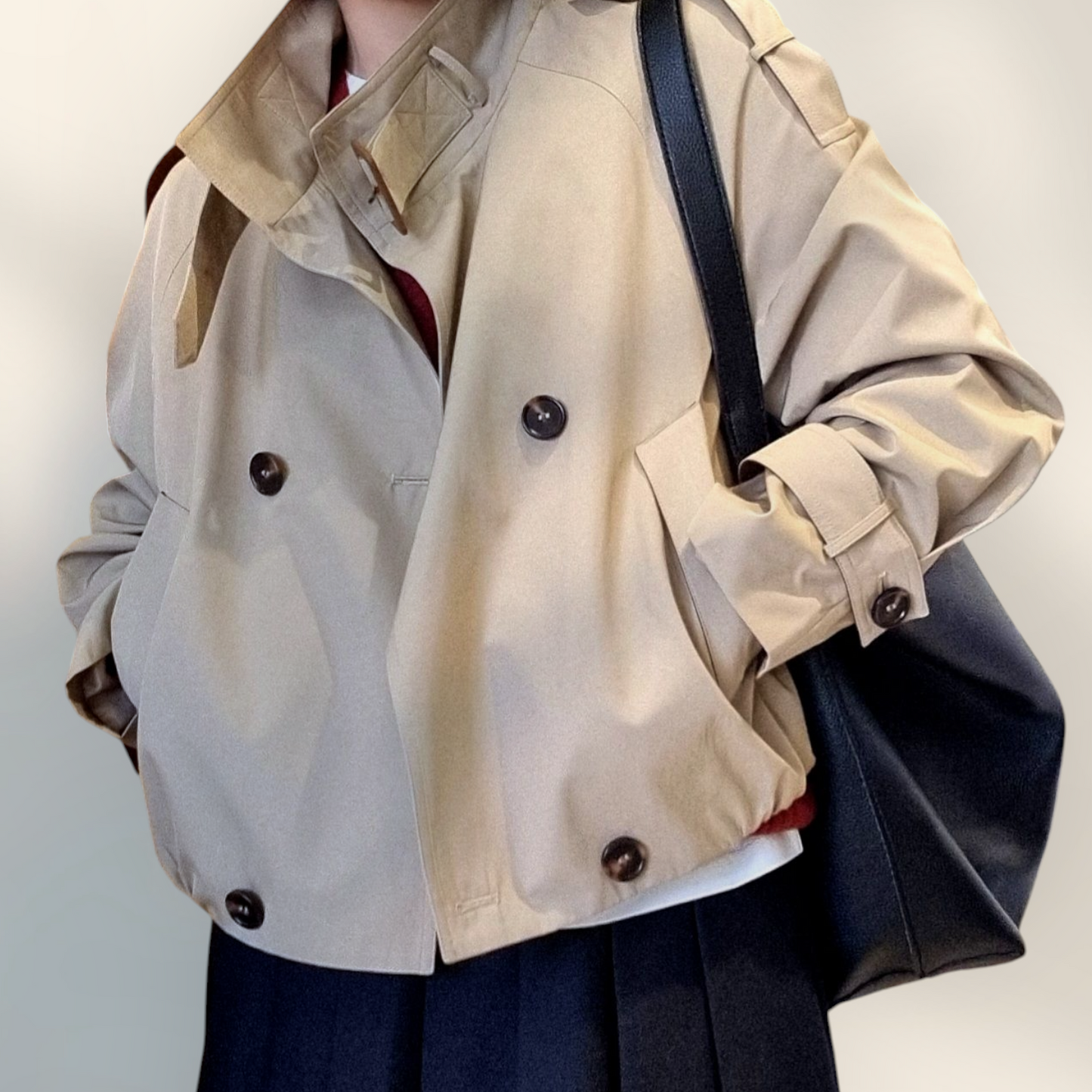 Double Short Trench Jaket Brown